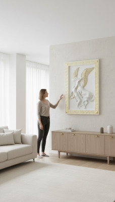 Pegasus Wall Relief Antique Style Relief Wall Painting Ancient Handcrafted Picture Horse