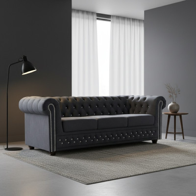 Chesterfield Sofa Set 3+2+1 Sofa Bed Sofa Couch Upholstered Leather Sofas Bed