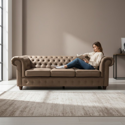 Chesterfield design luxury upholstered seating couch XXL big 3-seat sofa couches
