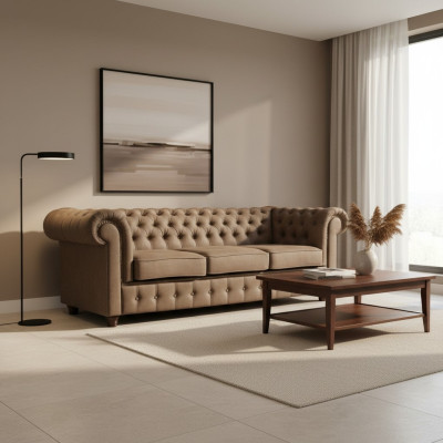 Chesterfield design luxury upholstered seating couch XXL big 3-seat sofa couches