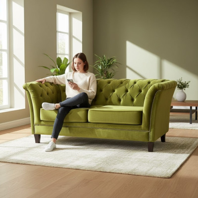 Chesterfield design sofa couch upholstery office practice office sofas textile fabric