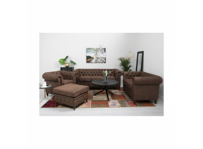 Chesterfield 3+2+1 Seater Sofa Set + Ottoman Couch Sofa Leather Textile Couches