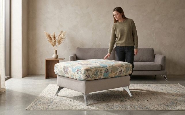 XXL Club Footstool Lounge Stool Ottoman Pouffe Leather Textile Ottoman