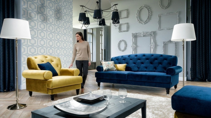 Chesterfield 3-seater designer sofa couch upholstered sofas couches textile Lamezia
