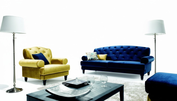 Chesterfield 3-seater designer sofa couch upholstered sofas couches textile Lamezia