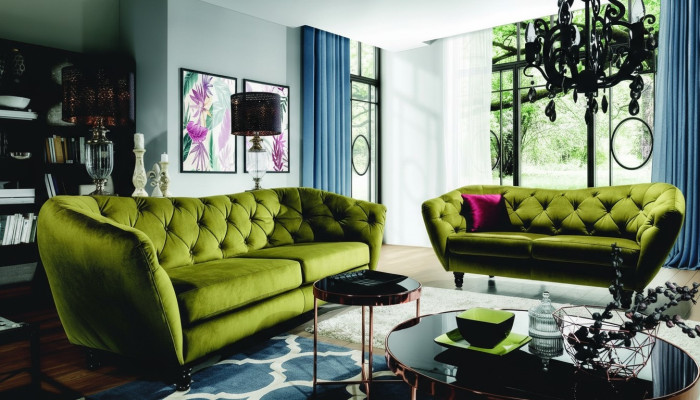 Chesterfield 3+2 seater sofa set upholstered fabric couch seating suite design