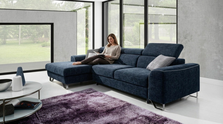 Fabric Sofa Couch Upholstered Corner Design Suite Blue Living Landscape Textile