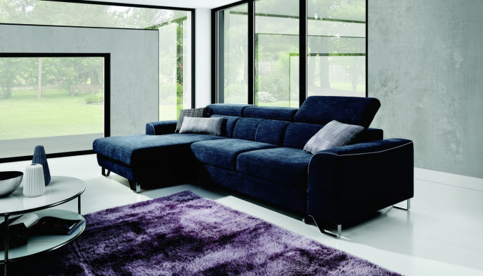 Fabric Sofa Couch Upholstered Corner Design Suite Blue Living Landscape Textile