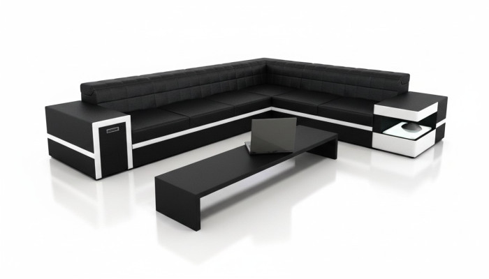 Leather sofa couch sofas upholstery seat corner sofa living landscape big XXL