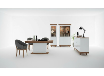 4-piece set: 1 x glass cabinet, 2 x dresser, 1 x dining table. Design living room dining room new.