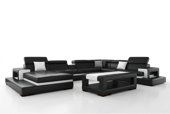 XXL Leather Sofa Corner Sofa Design Big Sofa Couch Upholstered Corner Seat Décor Suite