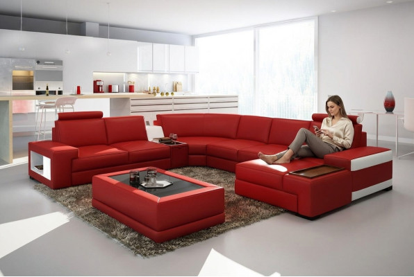 Leather sofa couch living area U-shape design modern sofa 5103 sofas
