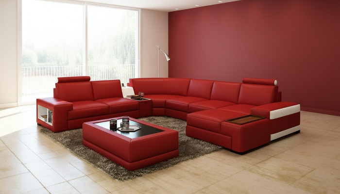 Leather sofa couch living area U-shape design modern sofa 5103 sofas