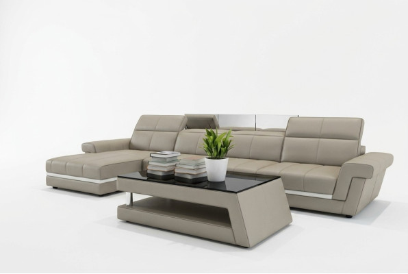 Leather Sofa Couch Living Area L-Shaped Design Modern Sofa 5136B Sofas
