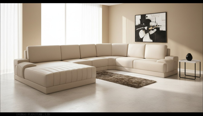Designer upholstered leather sofa couch U-shaped modern living landscape U-shaped