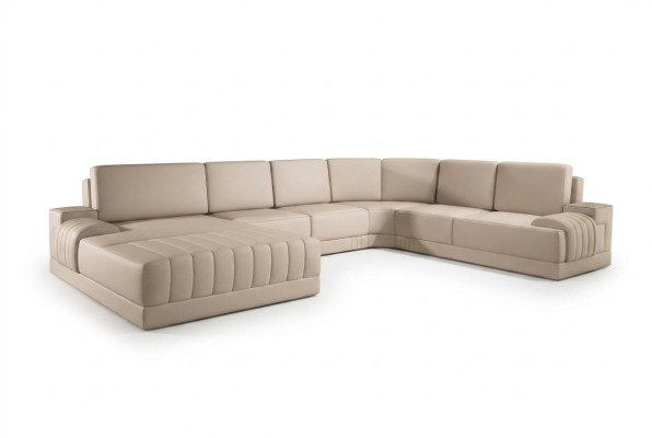 Designer upholstered leather sofa couch U-shaped modern living landscape U-shaped
