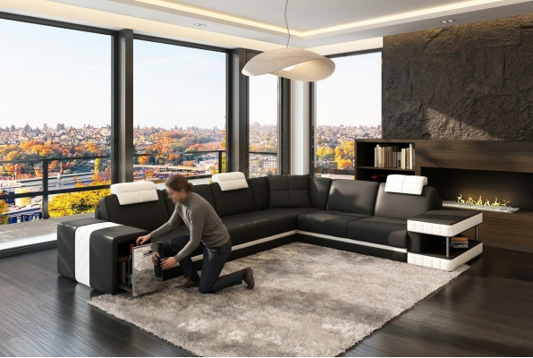 Leather sofa couch upholstery corner seating corner set living room