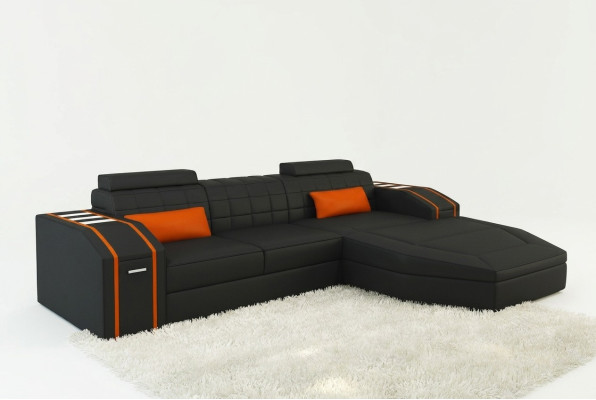 Illuminated living room leather sofa sofa corner couch living landscape big
