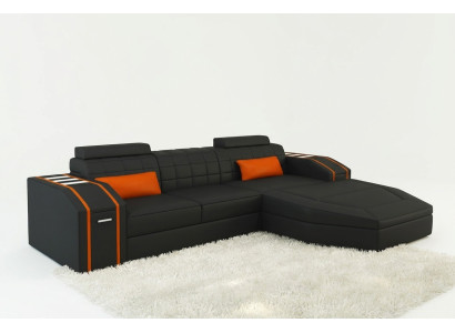 Illuminated living room leather sofa sofa corner couch living landscape big
