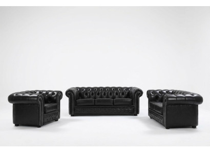 Chesterfield sofa couch upholstery seat complete set suite leather sofas new.
