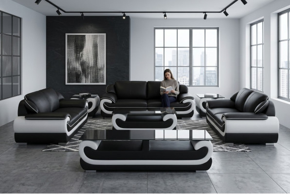 Leather sofa couch living area 3+2 seater design modern sofa 0615
