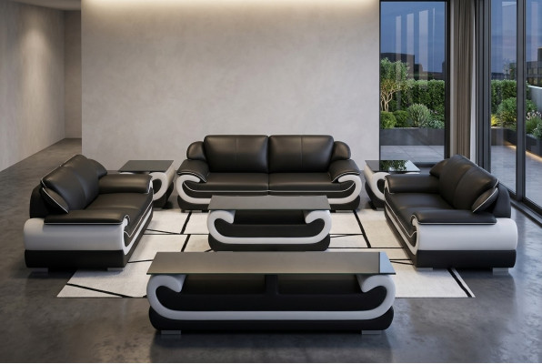 Leather sofa couch living area 3+2 seater design modern sofa 0615