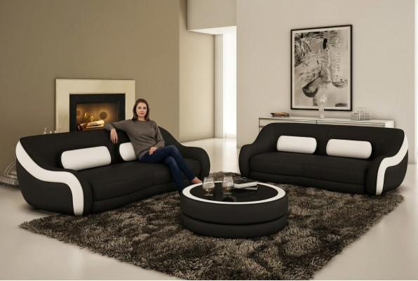 Sofa set seating leather design XXL upholstered couch set suite 3+2 seater