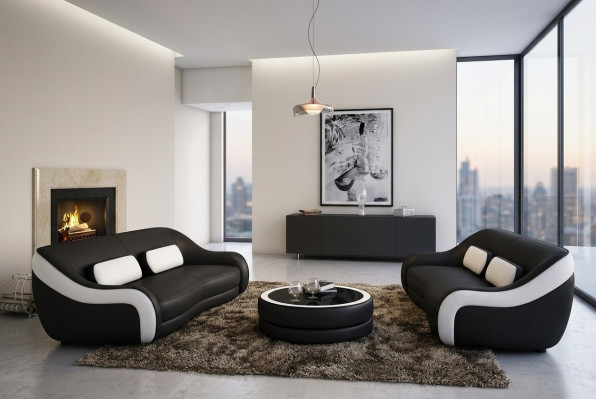 Sofa set seating leather design XXL upholstered couch set suite 3+2 seater