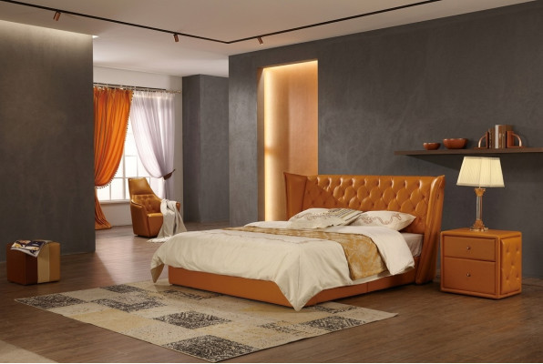 Designer double bed bed beds leather chesterfield luxury hotel bedroom