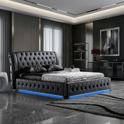 Modern hotel design bed XXL beds luxury double leather Chesterfield