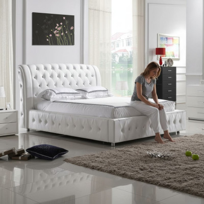 Modern XXL Hotel Design Bed Beds Luxury Double Leather Chesterfield