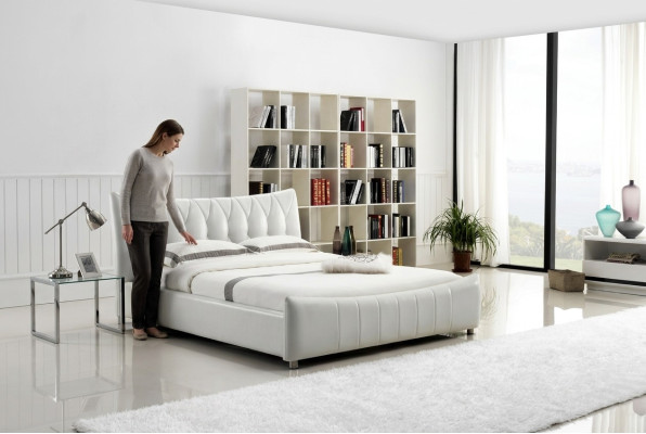Modern design bed XXL beds hotel luxury style double leather 140 160
