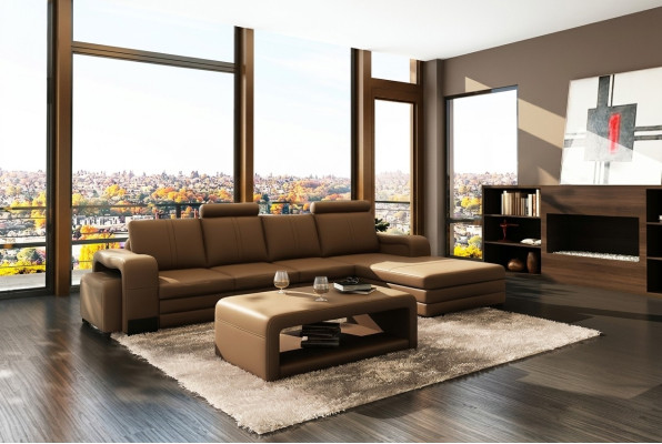 Leather sofa couch sofas XXL corner sofa living landscape L-shaped design modern