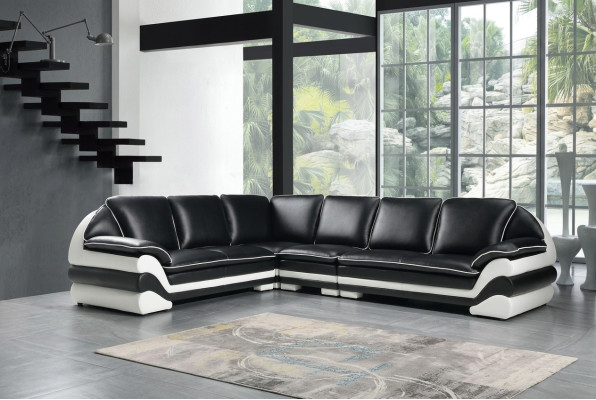 Leather sofa couch living area L-shaped design modern sofa classic