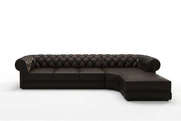 Classic Chesterfield Upholstered Corner Leather Sofa Living Landscape