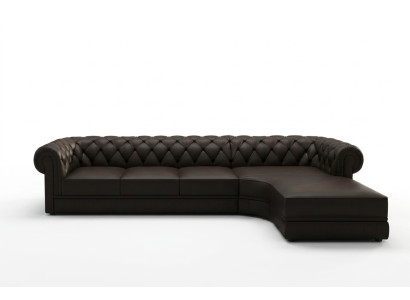Classic Chesterfield Upholstered Corner Leather Sofa Living Landscape
