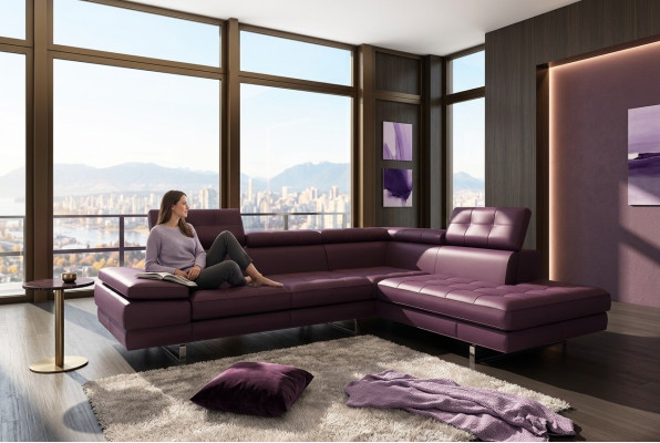Leather sofa couch living area L-shape design modern sofa 5057