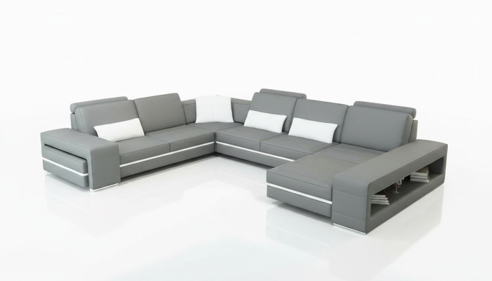 Leather sofa couch, living area, U-shaped design, modern sofa, corner decor, sofas
