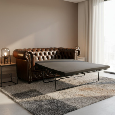 Chesterfield Sofa York 2-seater with bed function Couch Upholstered Sofas Couches New