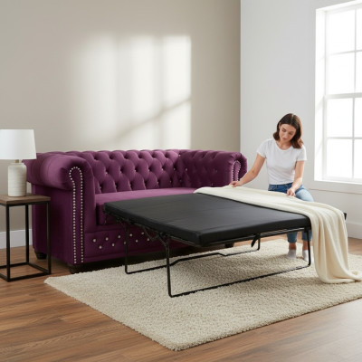 Chesterfield York Blink with Bed Function Textile Couch Upholstered Sofas Couches New