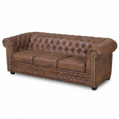 Chesterfield York Gobi 3 Seater Leather Couch Upholstered Sofas Couches New