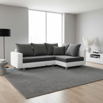 Design corner sofa with sofa L-shape, bed function, couch seat, corner sofas, textile upholstery, new.