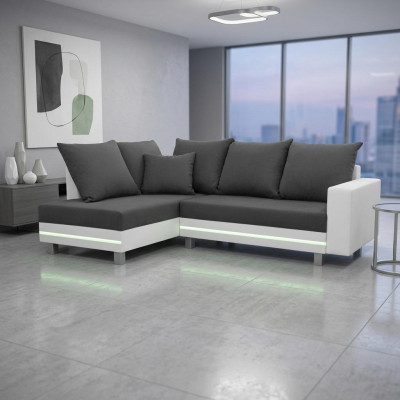 Design corner sofa L-shaped sofa bed function couch seat corner sofas textile upholstery LED