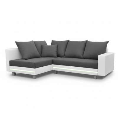 Design corner sofa L-shaped sofa bed function couch seat corner sofas textile upholstery LED