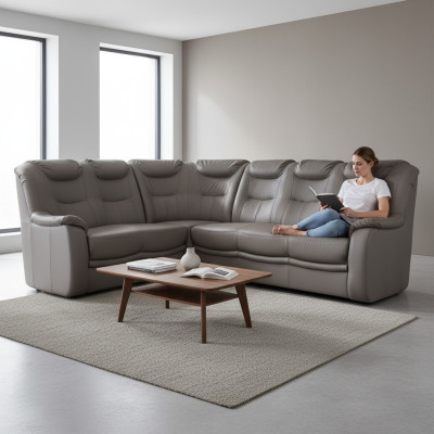 Design corner sofa Kassel leather couch upholstery seat corner sofas living area new