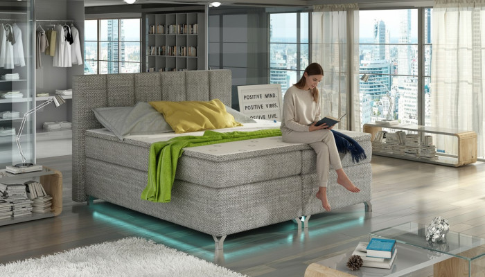 Boxspring bed 180x200cm hotel beds leather complete bed box topper