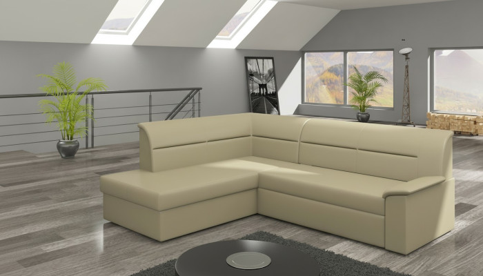 Design corner sofa Elano L-shape with bed function couch leather textile sofas