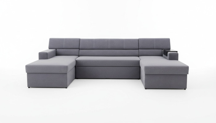 Design corner sofa Markos U-shape bed function couch tweeter leather fabric