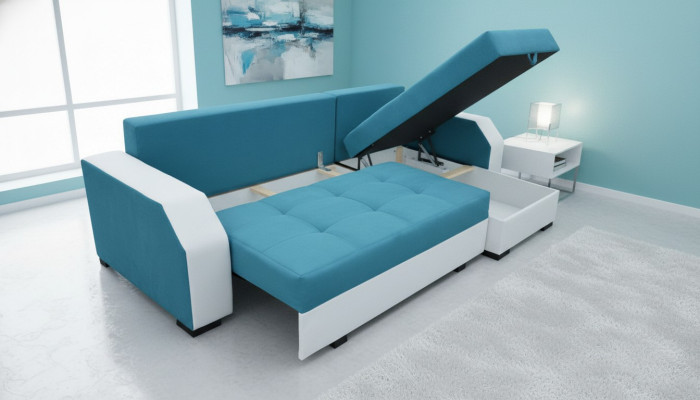Design corner sofa with bed function, leather textile upholstery sofas couches Sofa Aris