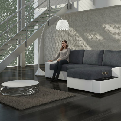 Design corner sofa, sleeper sofa, bed function, sofa couch, leather upholstery, fabric sofas, new.